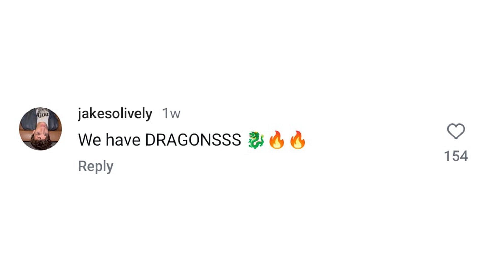 Jake Lively's comment on Blake Lively's Instagram post (Image via Instagram/@blakelively)